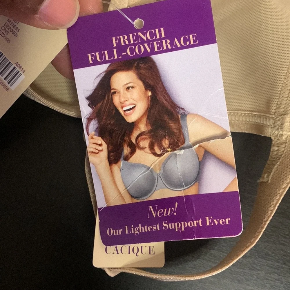 Cacique Bra NEW French Full Coverage Beige Taupe 44C Lightly Lined Underwear